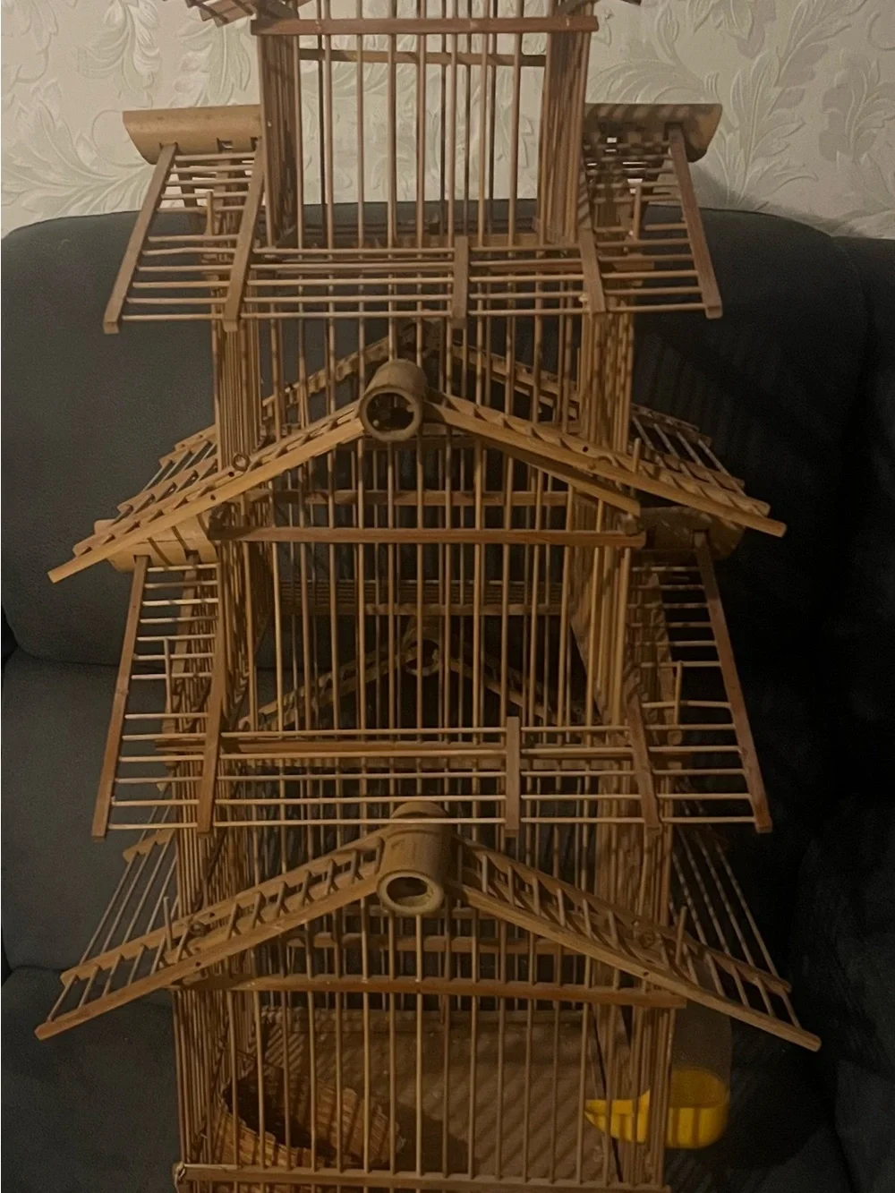 Vintage 3 tiered bamboo birdcage